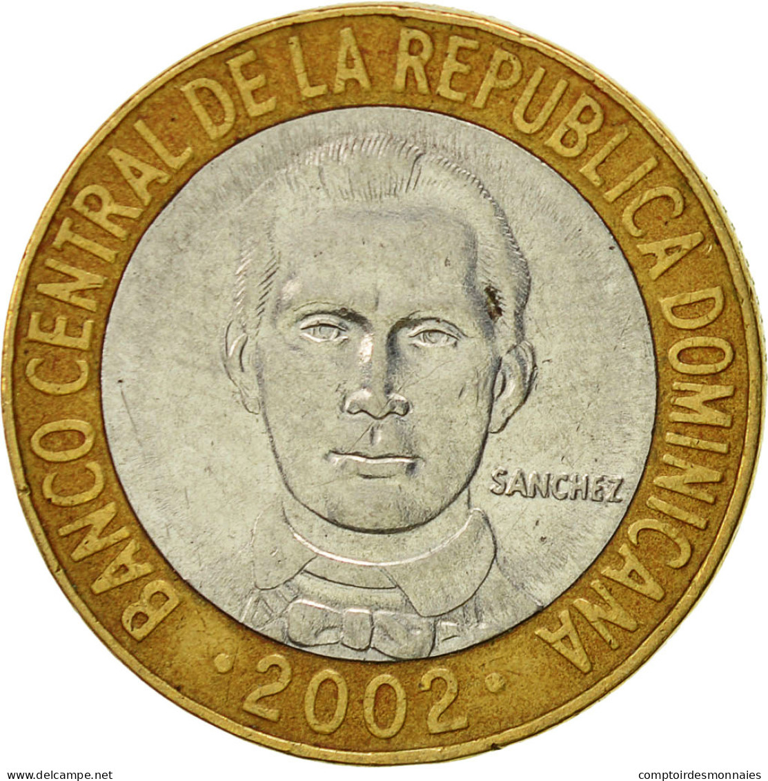 Monnaie, Dominican Republic, 5 Pesos, 2002, TTB, Bi-Metallic, KM:89 - Dominicana