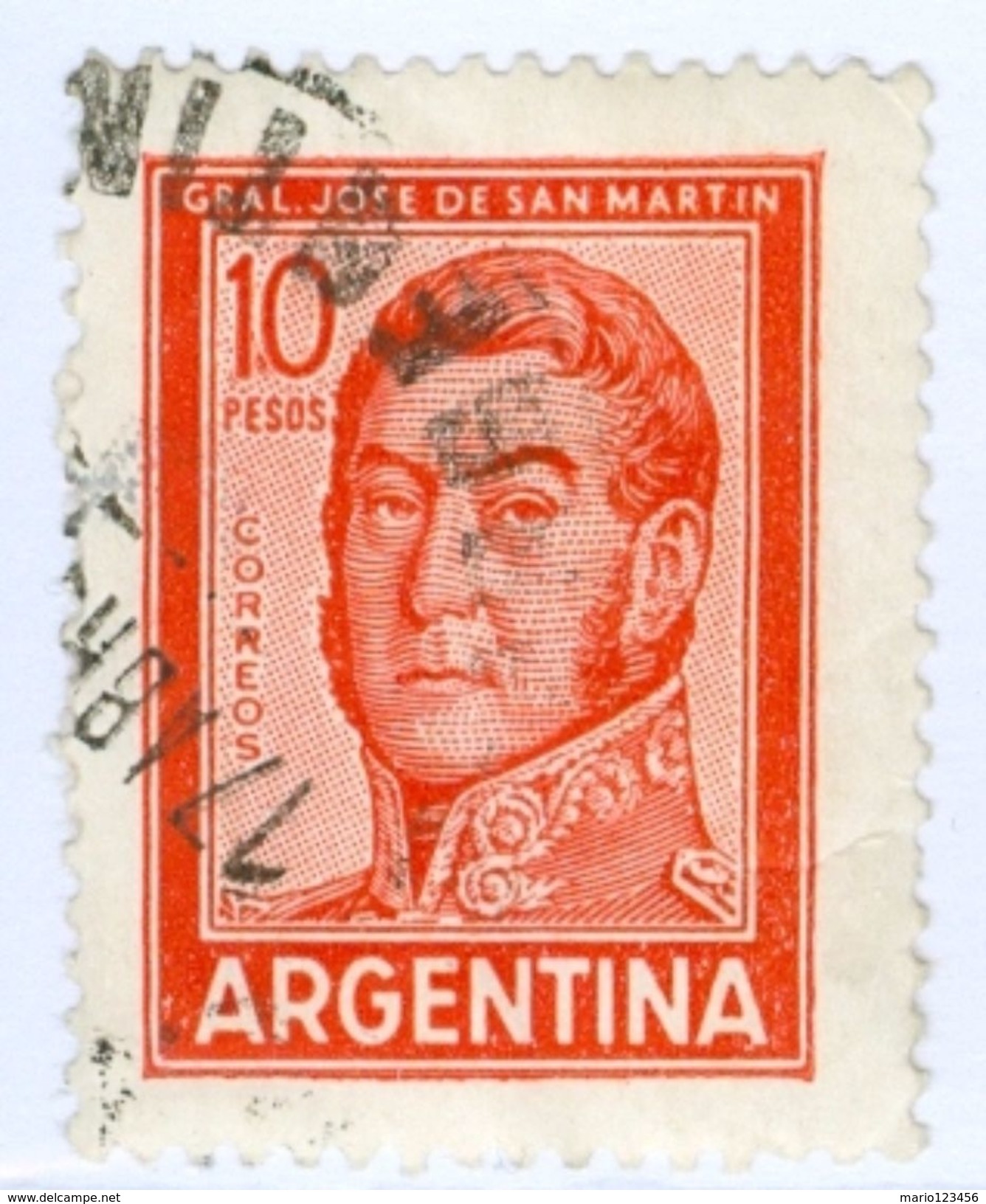 ARGENTINA, COMMEMORATIVO, GENERALE SAN MARTIN, 1966, FRANCOBOLLI USATI Yvert Tellier 732,  Scott 695C - Gebraucht