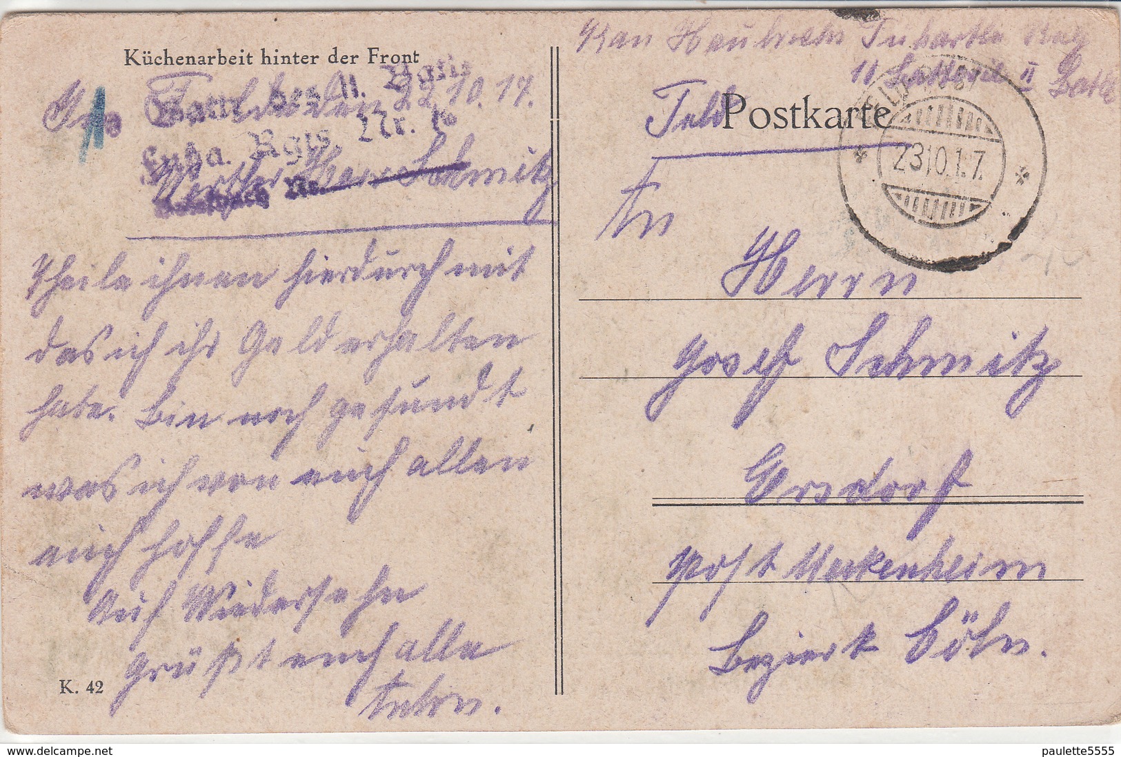 CPA Allemande-Küchenarbeit Hinter Front-1917 (guerre14-18)2scans - Guerre 1914-18
