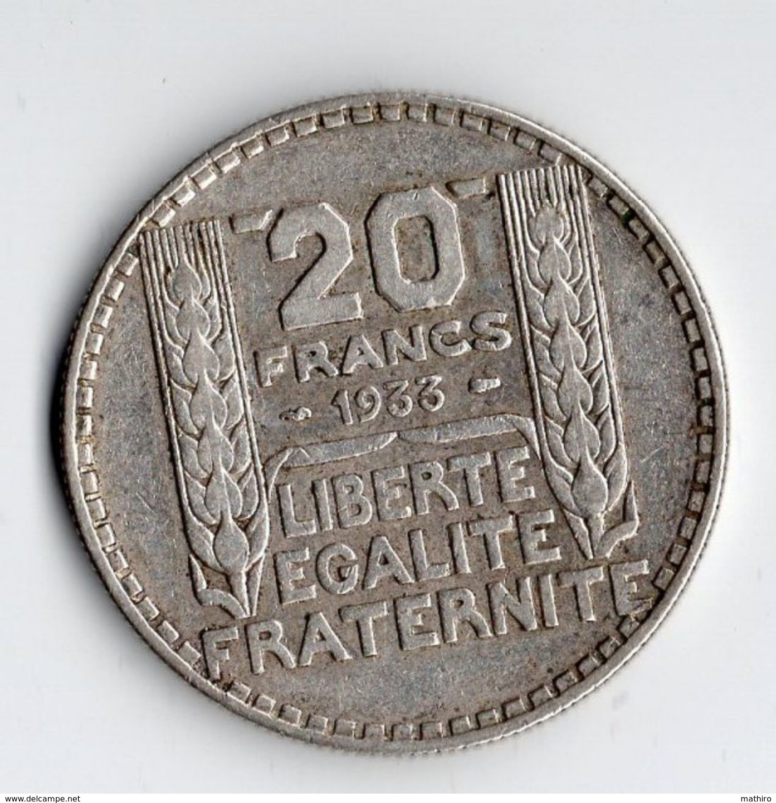 2 Pièces En Argent 20 Francs 1933 Et 10 Francs 1933 - Sonstige & Ohne Zuordnung