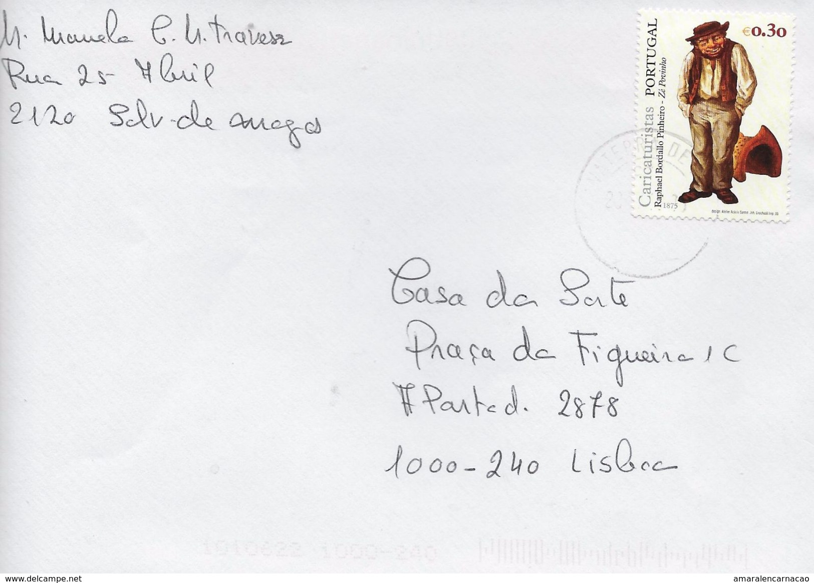 TIMBRES - STAMPS - LETTRE - PORTUGAL - 2005 - CARICATURISTES PORTUGAISES - ZÉ POVINHO -RAFAEL BORDALO PINHEIRO - Lettres & Documents