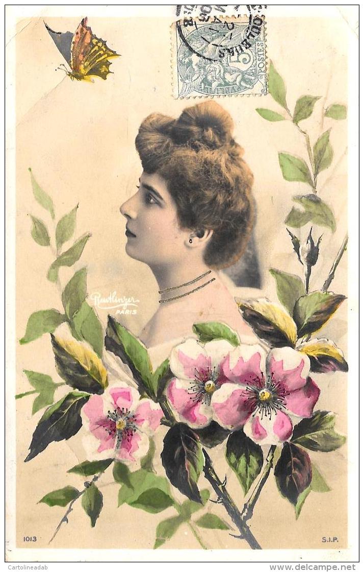 [DC11161] CPA - DONNA CON FIORI - Viaggiata 1906 - Old Postcard - Donne