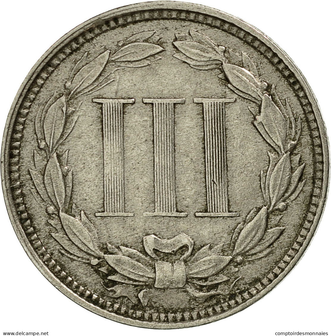 Monnaie, États-Unis, Nickel 3 Cents, 1866, U.S. Mint, Philadelphie, TTB+ - 2, 3 & 20 Cent