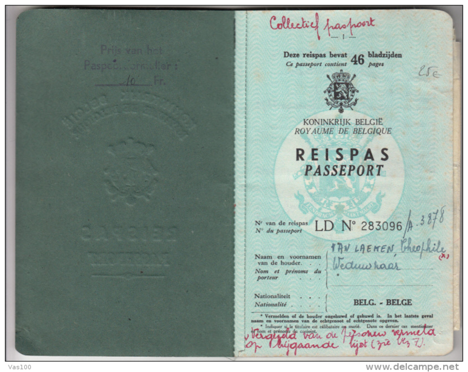 PASSPORT, PHOTO ID, REVENUE STAMP, 46 PAGES, 1949, BELGIUM - Documents Historiques