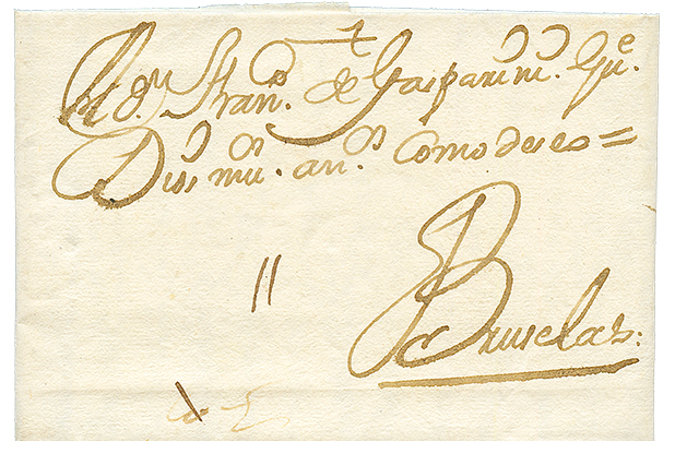 1709 Taxe "11" Sur Lettre Avec Texte De MADRID(ESPAGNE) Pour BRUXELLES(BELGIQUE). Superbe. - Marques D'entrées