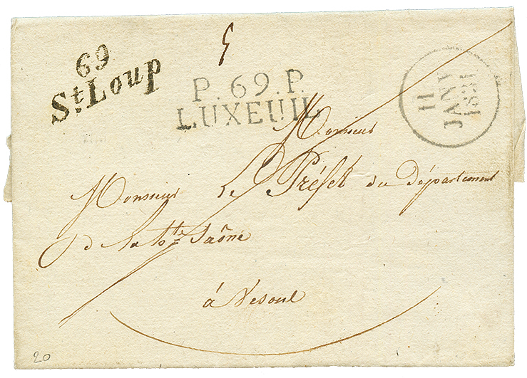 HAUTE SAONE : 1831 Cursive 69 ST LOUP + P.69.P LUXEUIL + Dateur Sur Lettre Pour VESOUL. Superbe. - 1801-1848: Precursori XIX