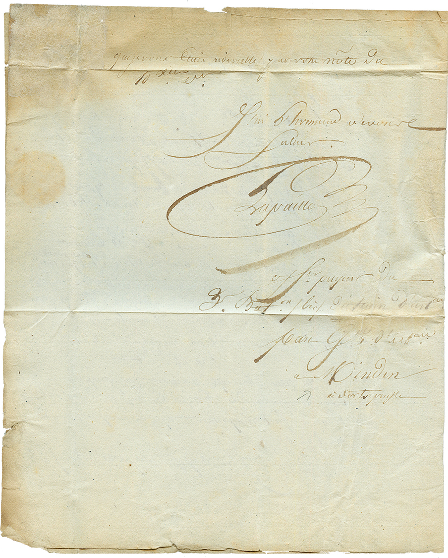 1812 P.P Bau SEDENTAIRE ARM. D'ALLEMAGNE Sur Lettre Avec Texte De MINDEN Pour PARIS. Trés Rare. Superbe. - Bolli Militari (ante 1900)