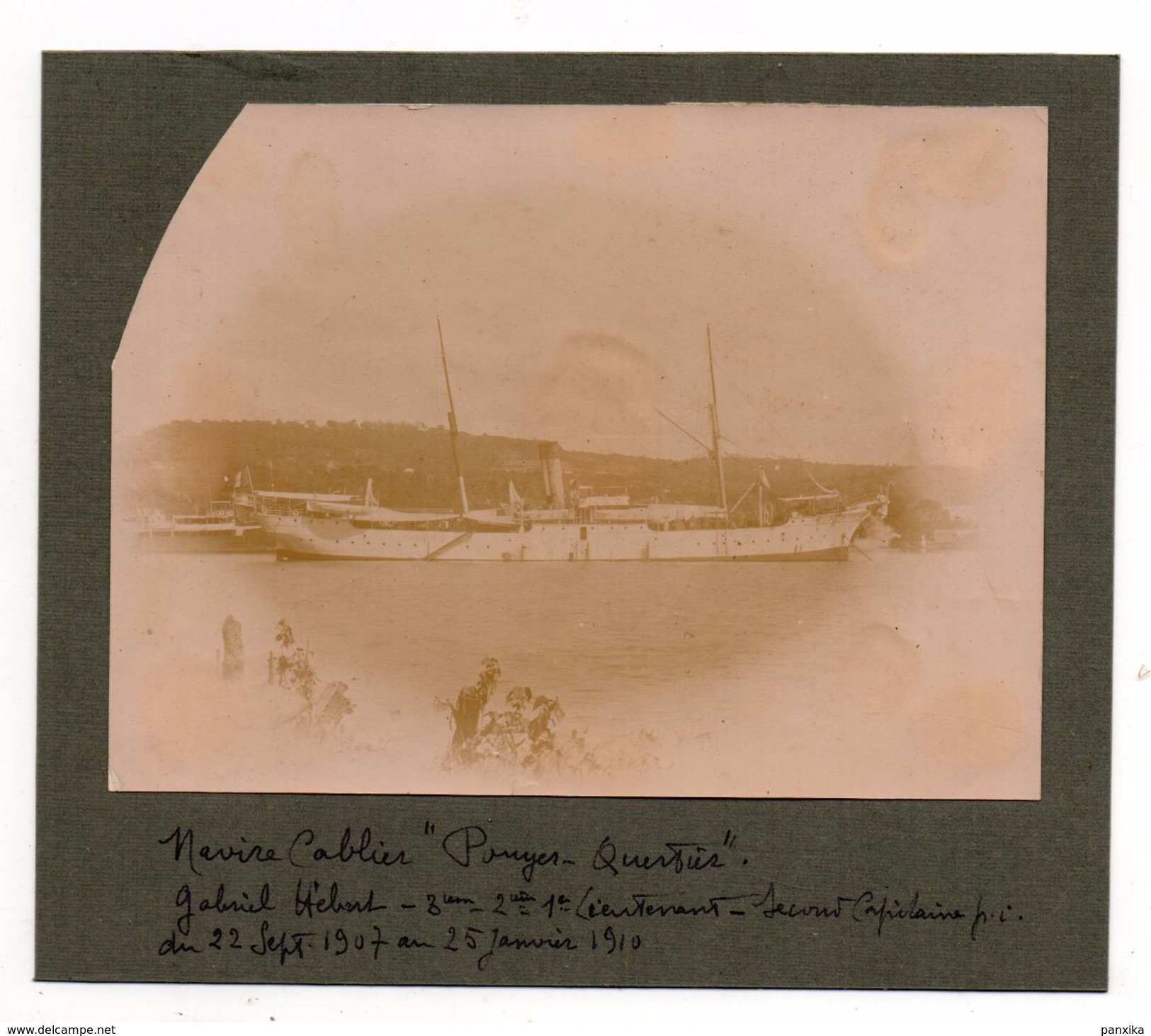 Navire Cablier  "Pouyer Quertier" A Quai. Guyane Ou Antilles. 1907.1910.Photo Du 1er Lieutenant. - Altri & Non Classificati