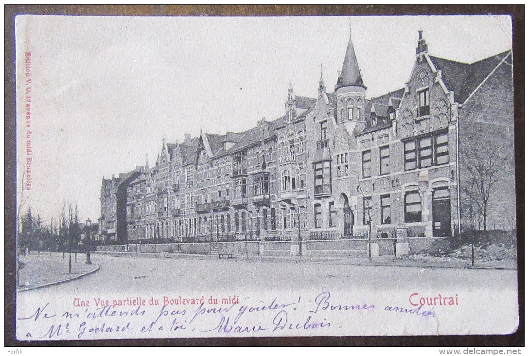 Belgique - Courtrai - Une Vue Partielle Du Boulevard Du Midi - Circulée En 1904 - Kortrijk