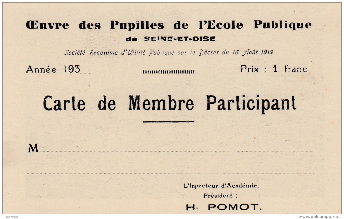 CARTE DE MEMBRE - COLONIE DE VACANCES LA SAPINIERE ANGOULINS  CHARENTE - ANNEES 30 - PUPILLES  SEINE ET OISE - Membership Cards