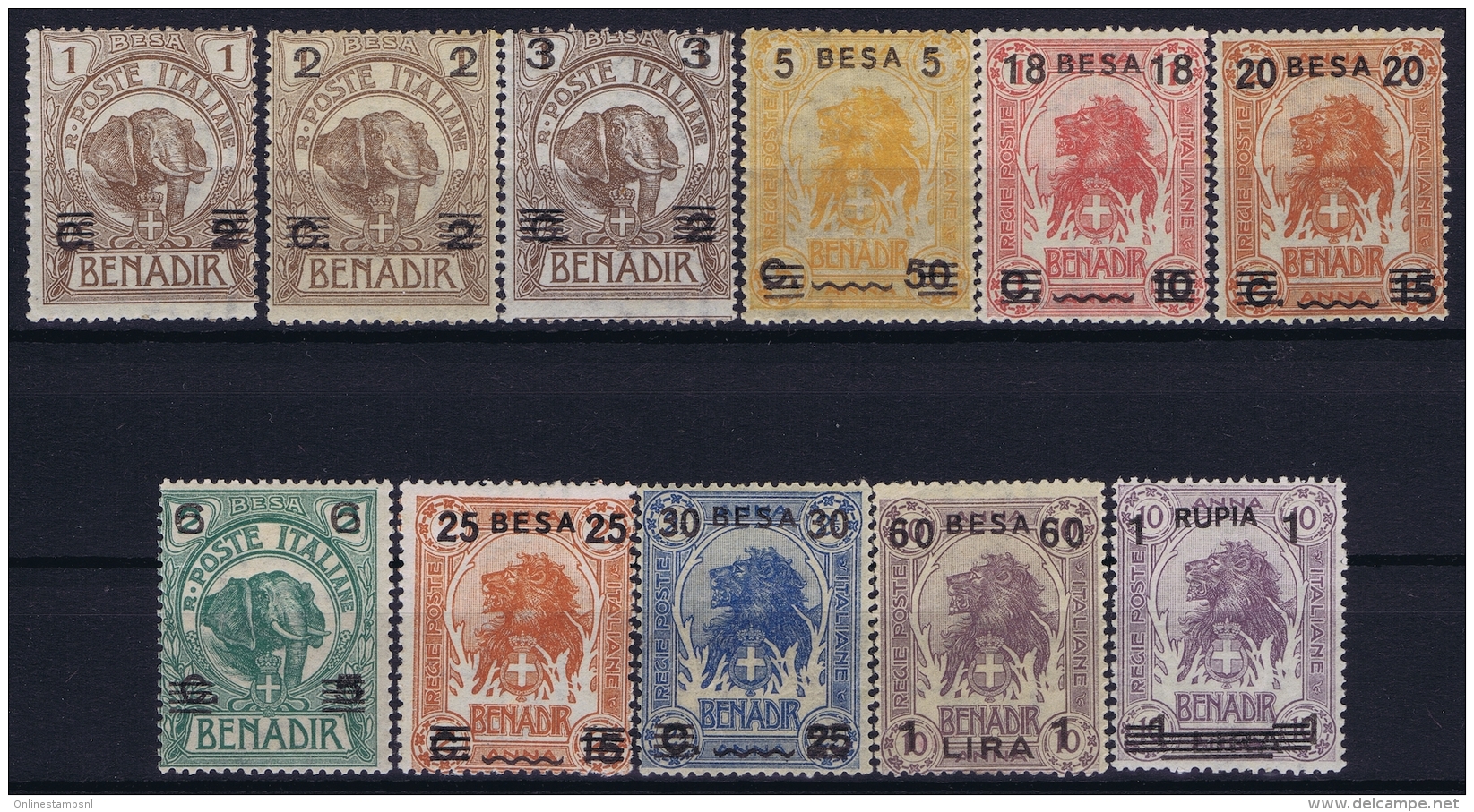 Somalia  Sa  34 - 44  Mi 34 - 44 MH/* Flz/ Charniere 1923, 1 Rupia Is - Somalia