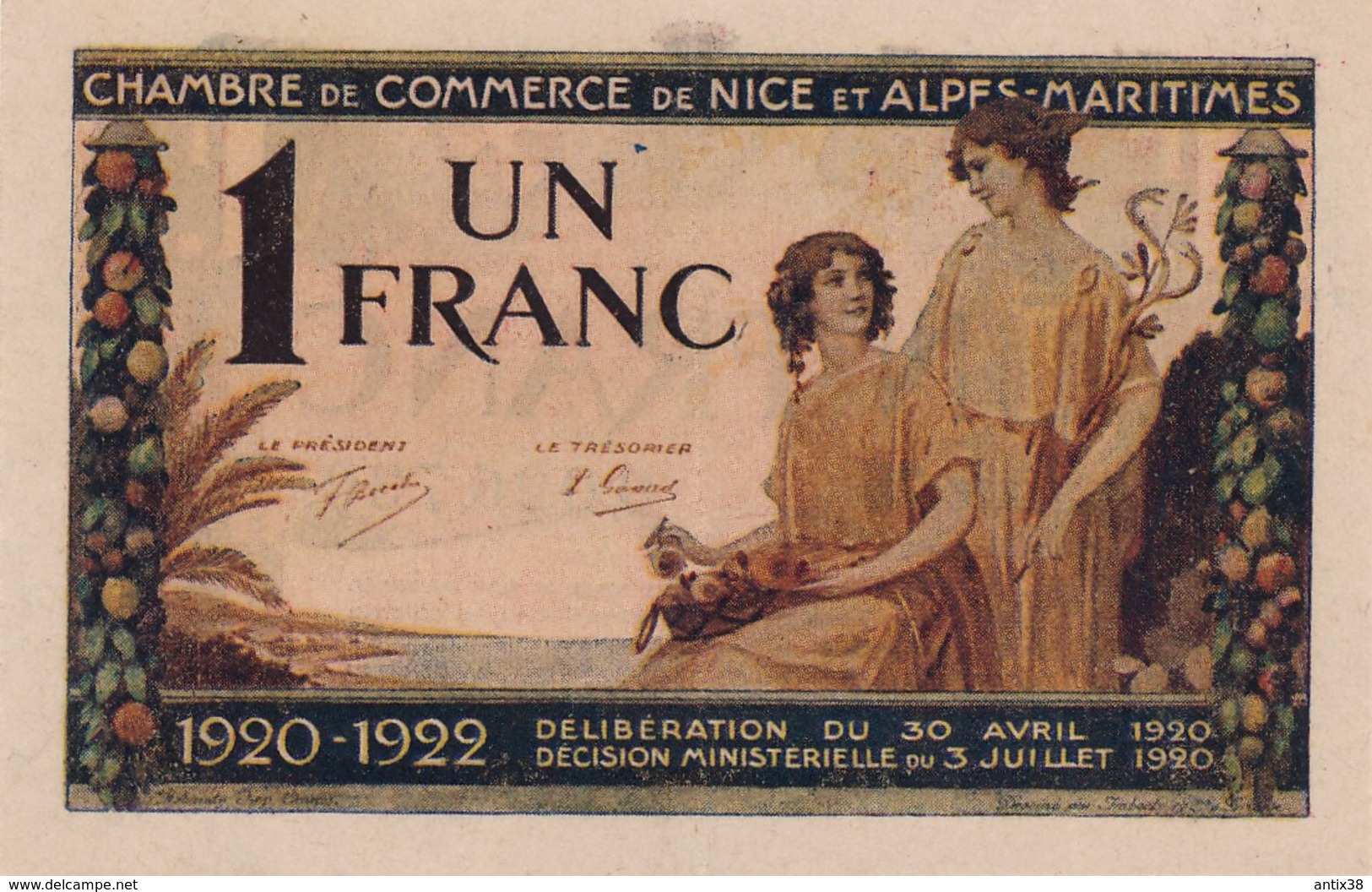 G503 - Billet 1 Franc - Chambre De Commerce De Nice Et Alpes-Maritimes - 1920 - Chambre De Commerce