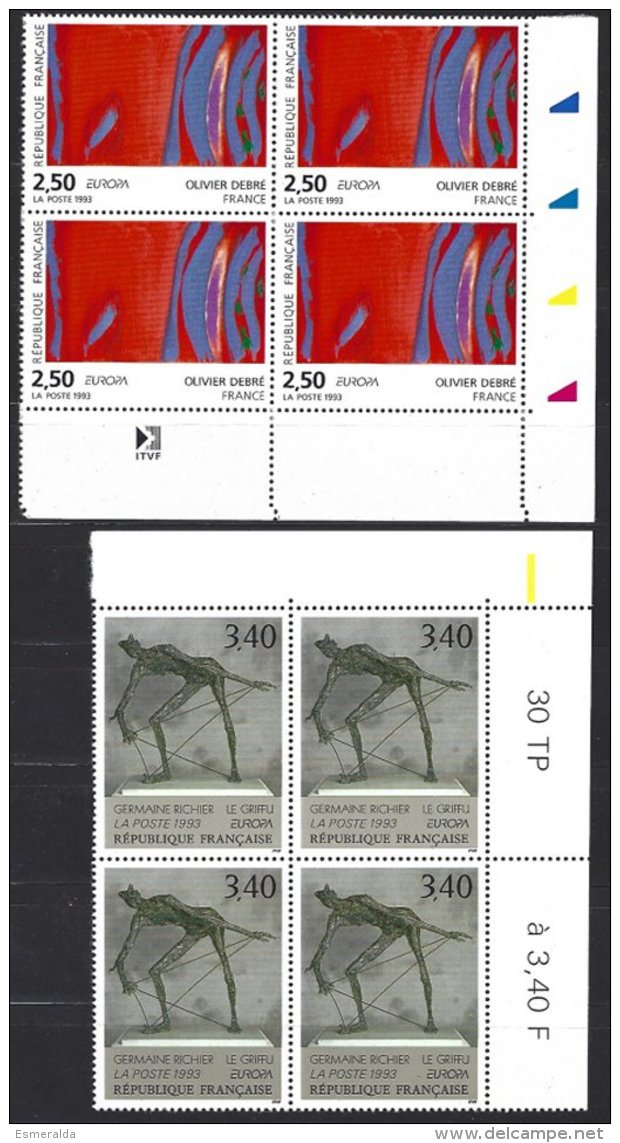 Yv 2797/8 Bloc De 4 **  Europa 1993,Art Contemporain - Unused Stamps