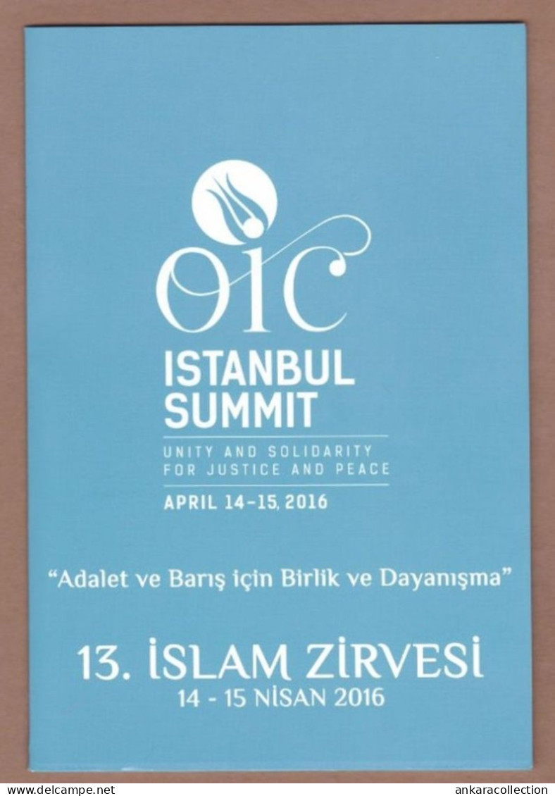 AC - TURKEY PORTFOLIO FDC 2016 13TH ISLAMIC SUMMIT UNIT & SOLIDARITY FOR JUSTICE AND PEACE 14-15 APRIL 2016 - Covers & Documents