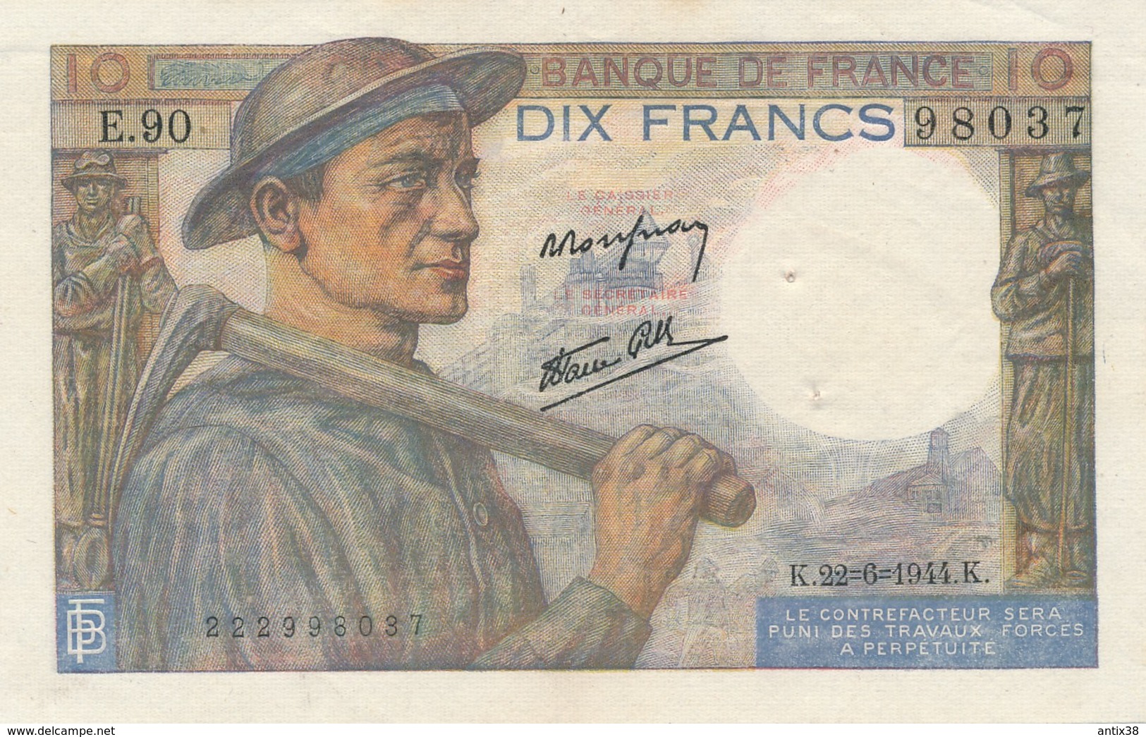 G503 - Billet 10 Francs - Mineur - 1944 - 10 F 1941-1949 ''Mineur''