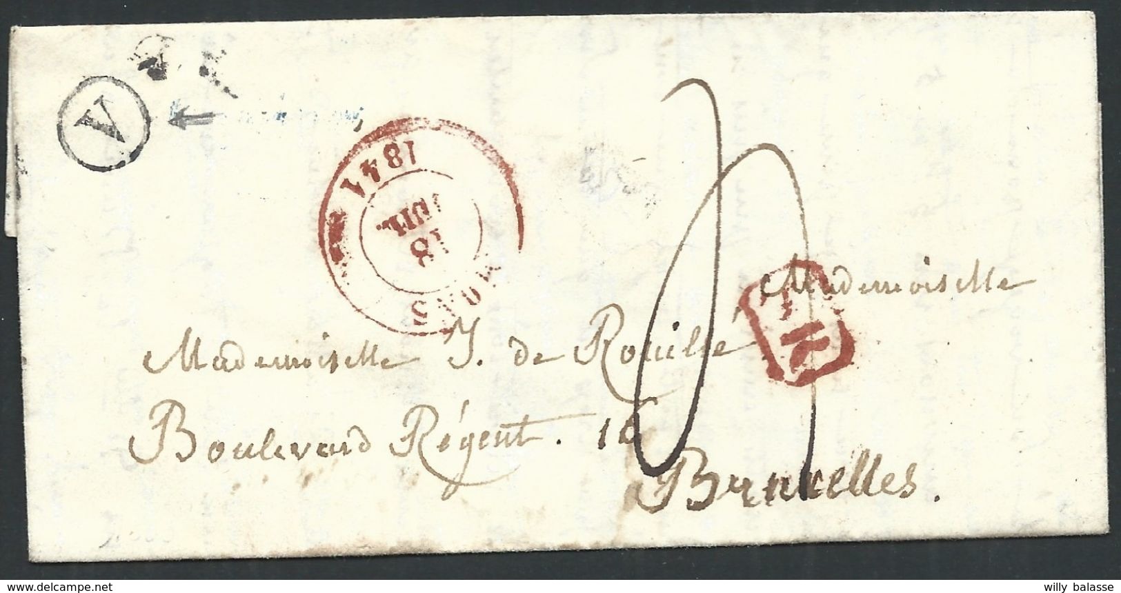 L Càd MONS/1841 + Boîte Rurale V Pour Bruxelles - 1830-1849 (Belgique Indépendante)