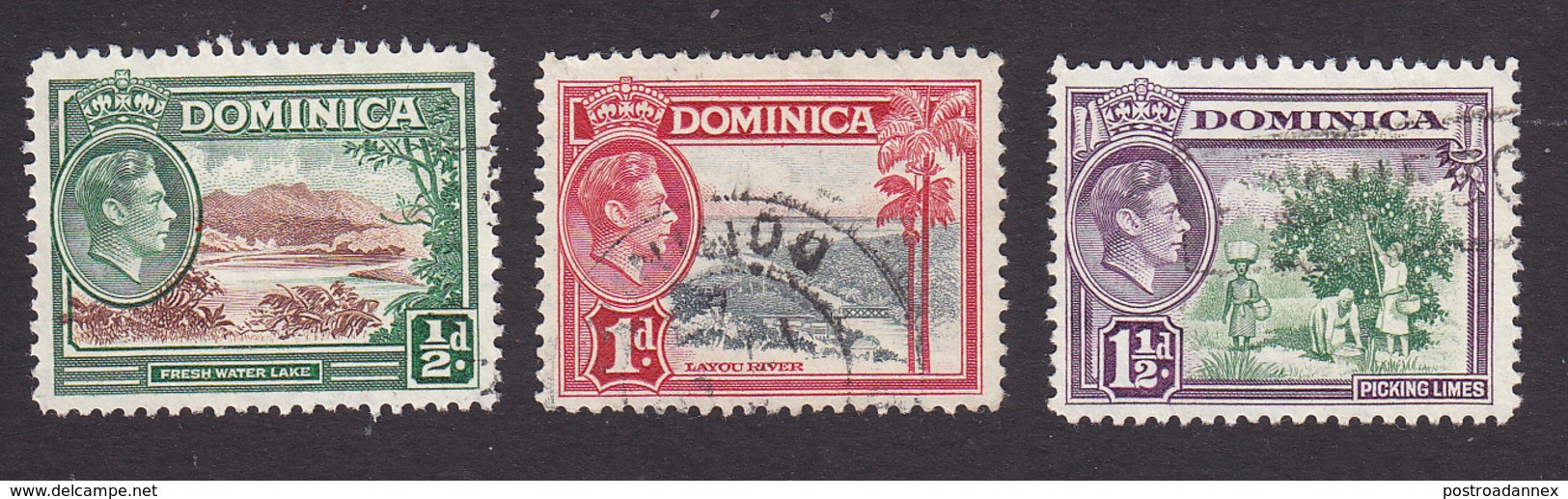 Dominica, Scott #97-99, Used, Scenes Of Dominica, Issued 1938 - Dominique (...-1978)