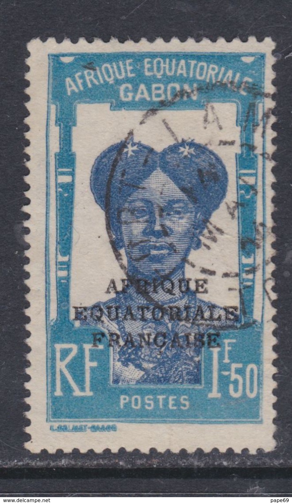 Gabon  N° 119 O Femme Bantou : 1 F. 50 Bleu Et Bleu Foncé, Oblitération Légère Sinon TB - Gebraucht