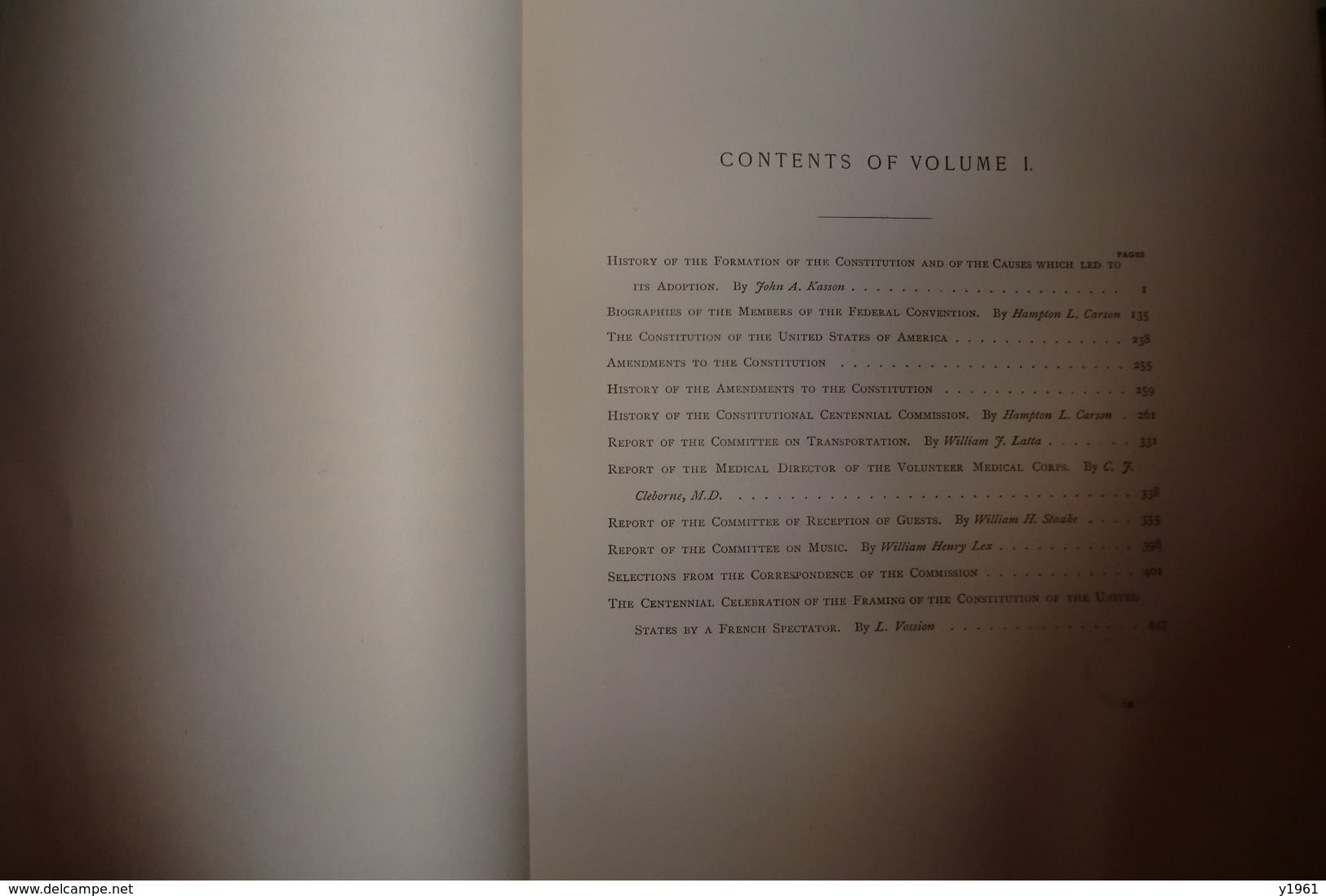 100 ème ANNIVERSAIRE CONTITUTION ETATS UNIS. 2 volumes. J.B LIPPINCOTT.  TBE. 478 + 516 pages.