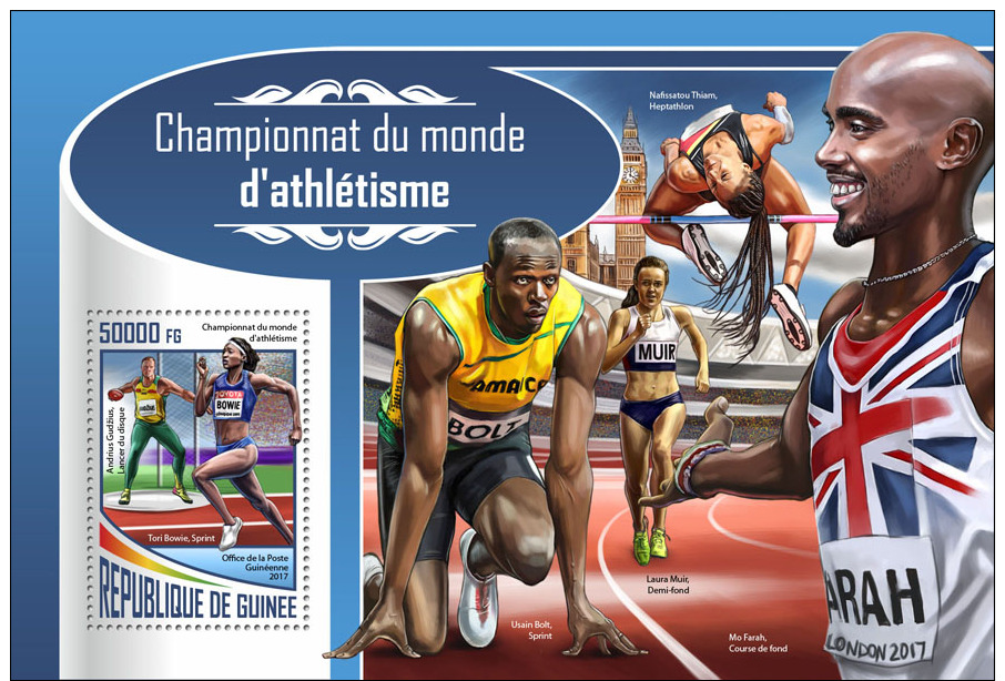 Z08 IMPERF GU17511b Guinea 2017 Athletics Championship MNH ** Postfrisch - Guinée (1958-...)