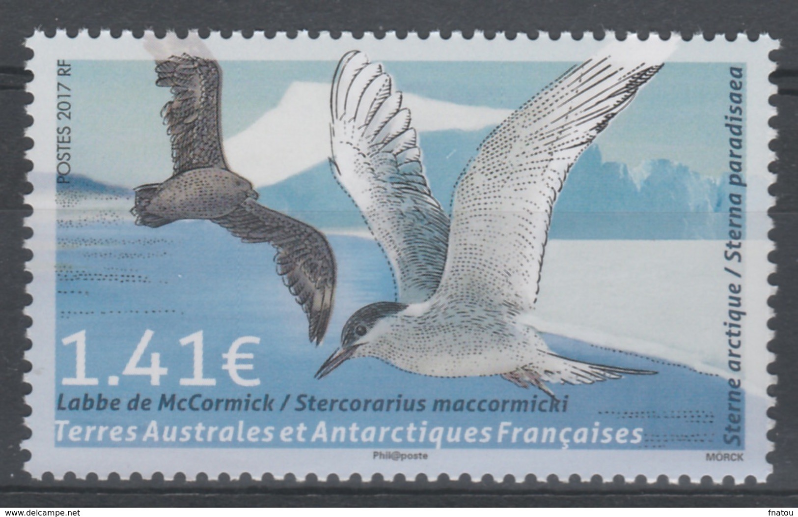 French Antarctic (FSAT), Bird, South Polar Skua, 1.41€, 2017, MNH VF - Unused Stamps