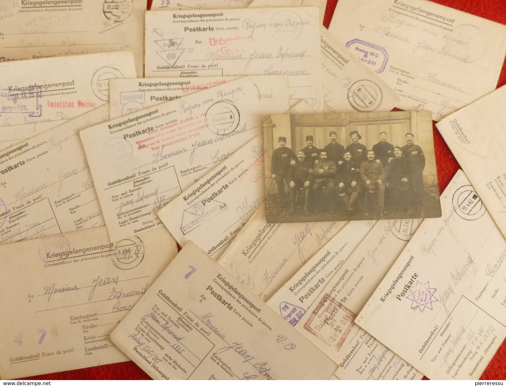 CORRESPONDANCE PRISONNIER DE GUERRE CACHET STALAG ARCHIVES CORCONNE 18 Pieces - Documents