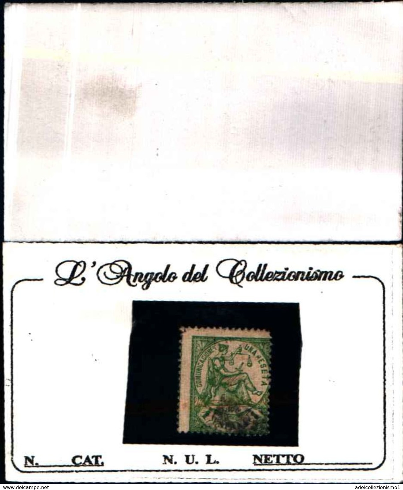 86479)  1874 - SPAGNA - ALLEGORIA DELLA GIUSTIZIA 1p. Verde-USATO- - Used Stamps