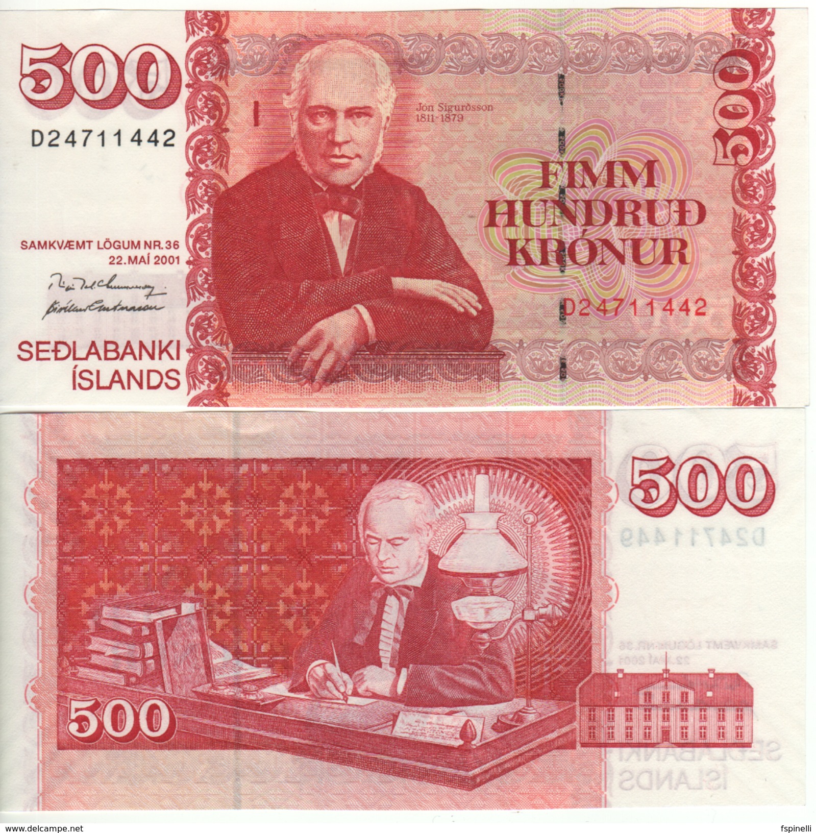 ICELAND  500 Kronur   P58    Dated  22.5.2001 - Islanda