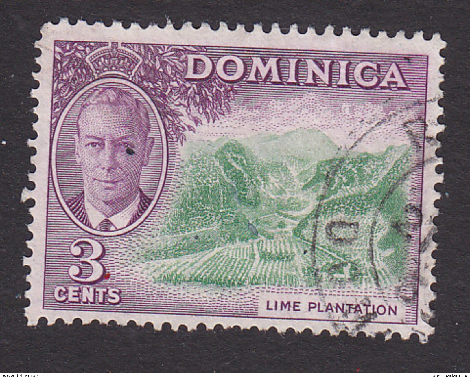 Dominica, Scott #125, Used, George VI And Scene Of Dominica, Issued 1951 - Dominica (...-1978)