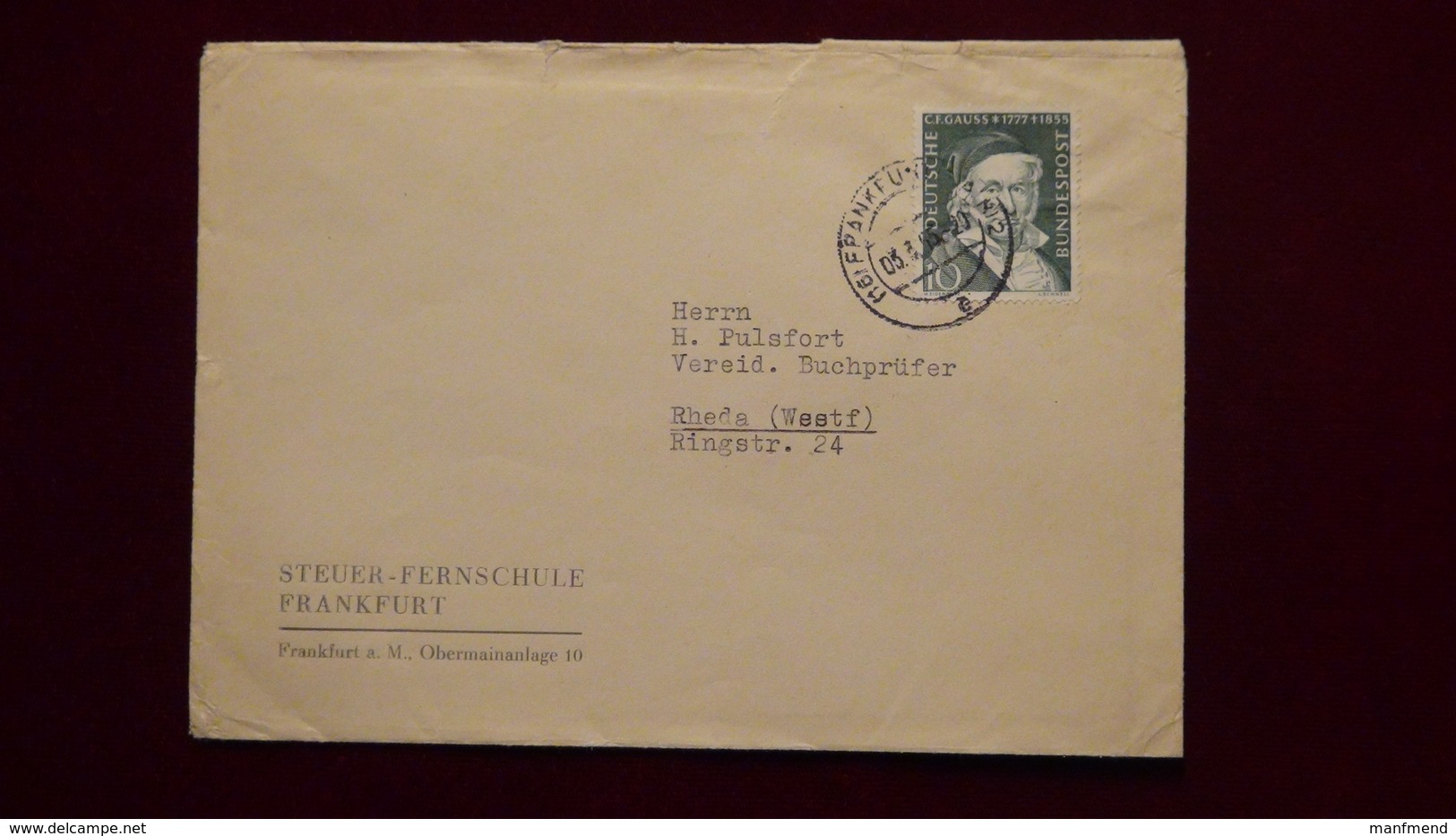 Germany - 1955 - Mi:DE 204, Sn:DE 725, Yt:DE 80 On Envelope - Look Scan - Briefe U. Dokumente