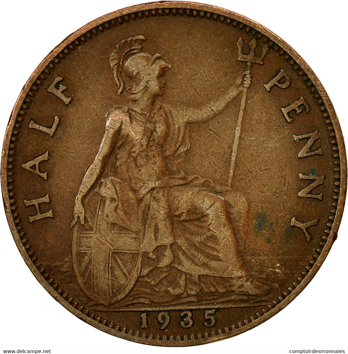 Monnaie, Grande-Bretagne, George V, 1/2 Penny, 1935, TTB, Bronze, KM:837 - C. 1/2 Penny