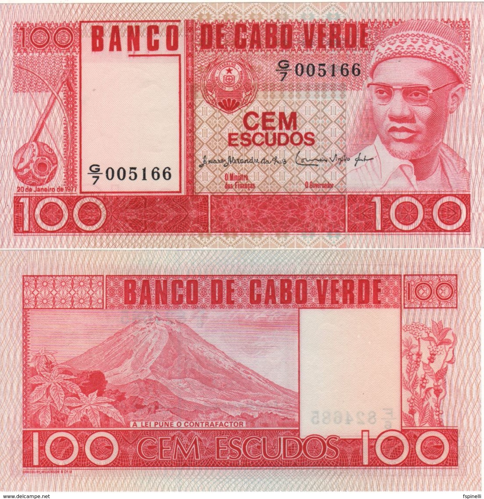 CAPE VERDE   100 Escudos     P54a   Dated 20.1.1977  UNC - Cap Verde