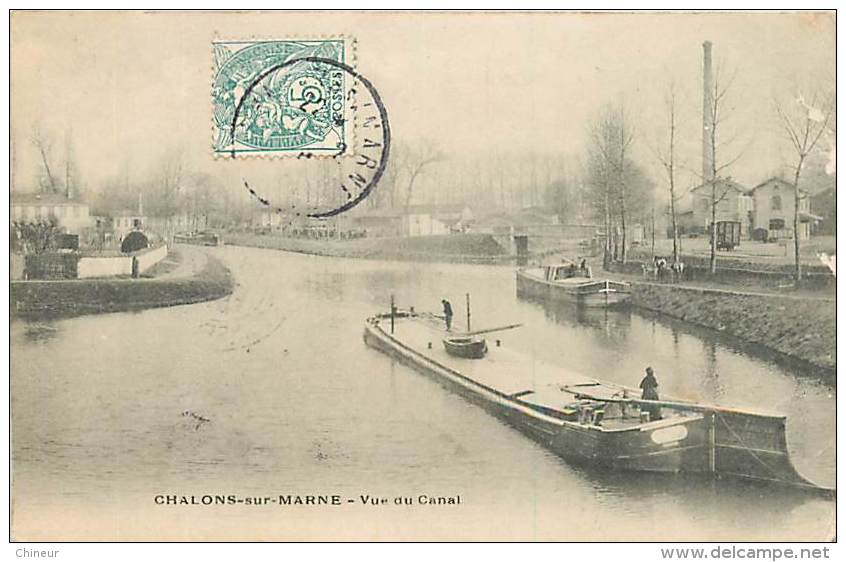 CHALONS SUR MARNE VUE DU CANAL PENICHES - Châlons-sur-Marne