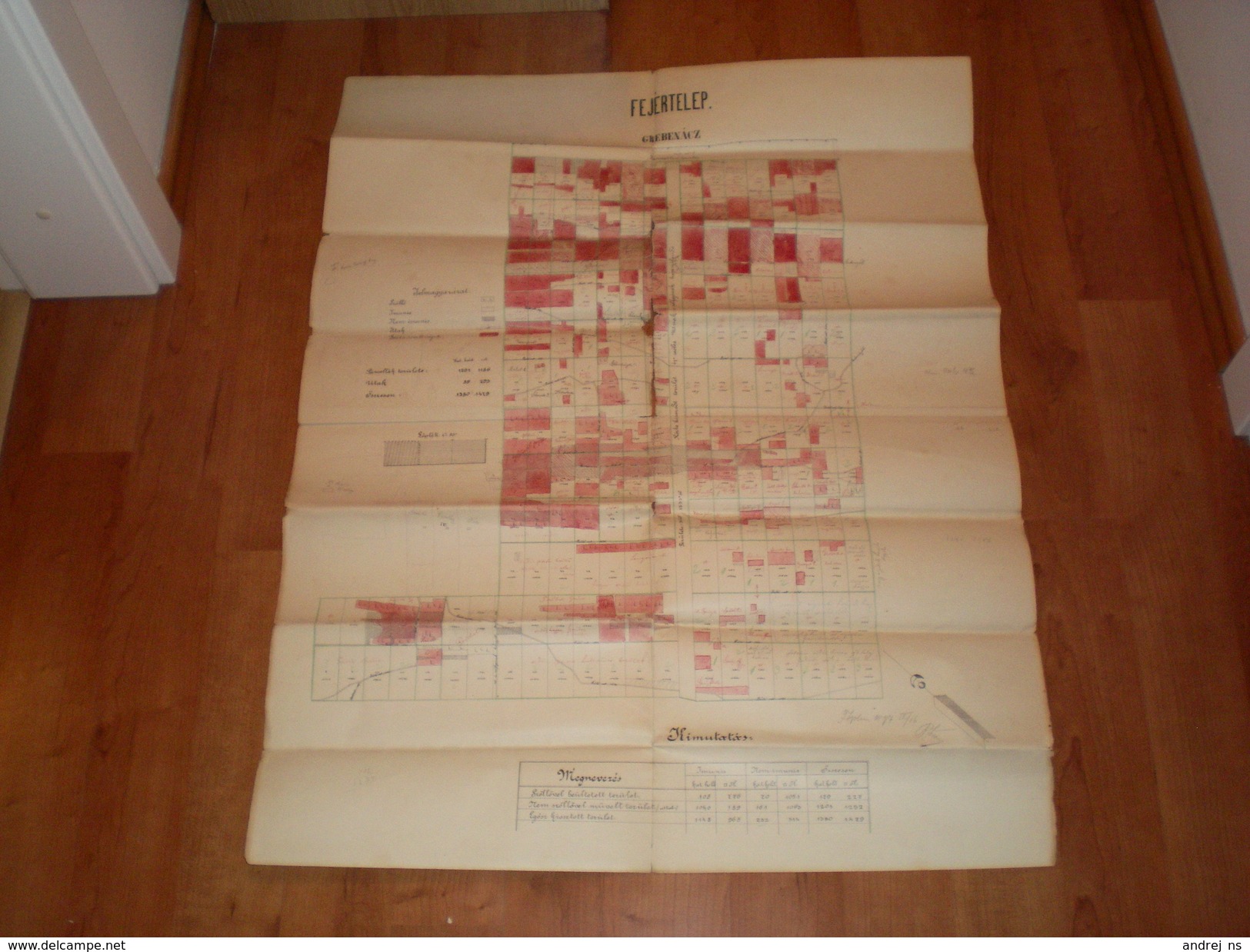 Fejertelep Grebenacz Old Map Big Format A Hand-drawn Map Of Vineyards Vinogradi 1897 Magy. Ki. Boraszati Felugyelo Banat - Serbia