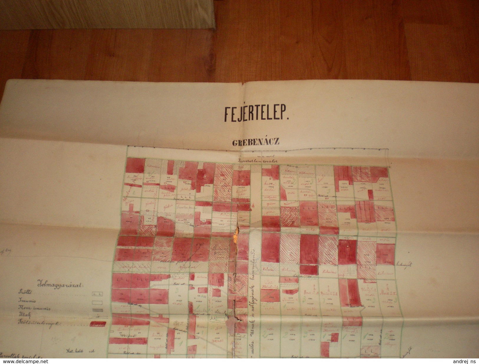 Fejertelep Grebenacz Old Map Big Format A Hand-drawn Map Of Vineyards Vinogradi 1897 Magy. Ki. Boraszati Felugyelo Banat - Serbia