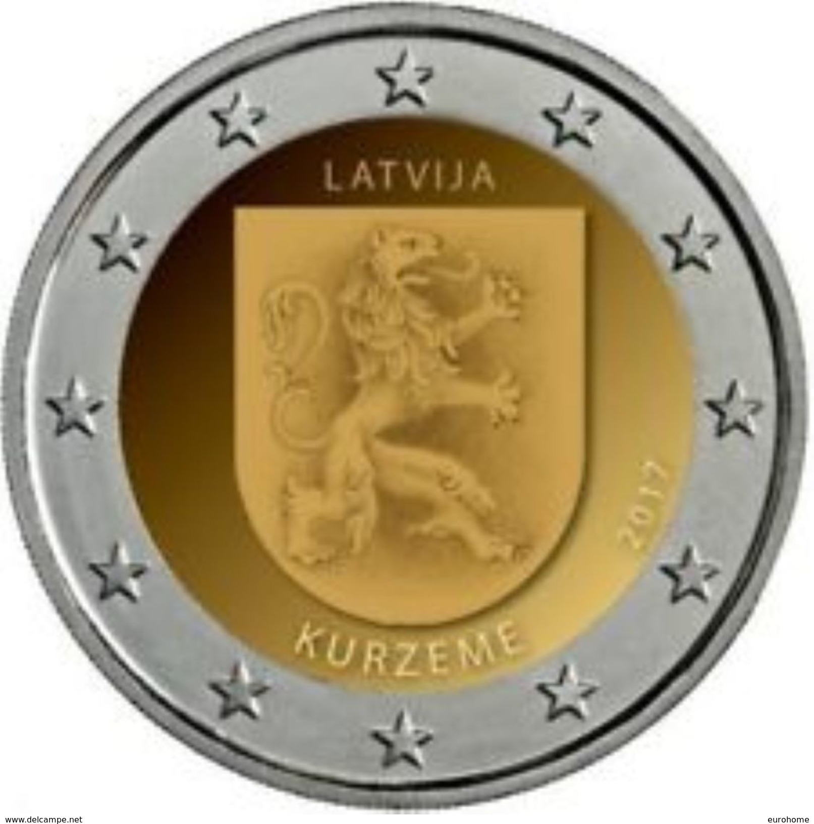 Letland-Lettonia 2017  2 Euro  Commemo  Regio Kurzeme  UNC Uit De Rol  UNC Du Rouleaux  !! Leverbaar - Livrable !! - Lettonie