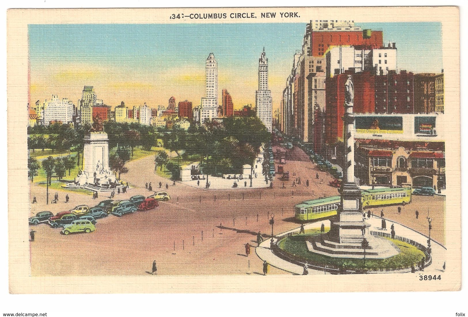 New York - Columbus Circle - Tramway / Tram - 1947 - Places & Squares