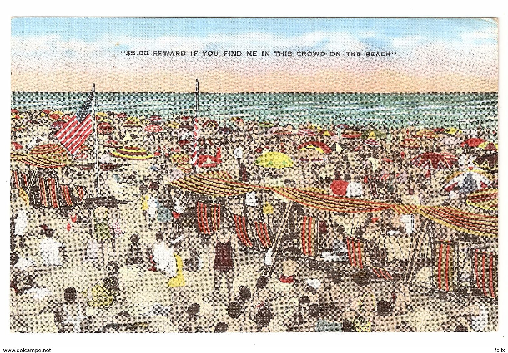 Ocean City - $5.00 Reward If You Find Me In This Crowd On The Beach - 1939 - Autres & Non Classés