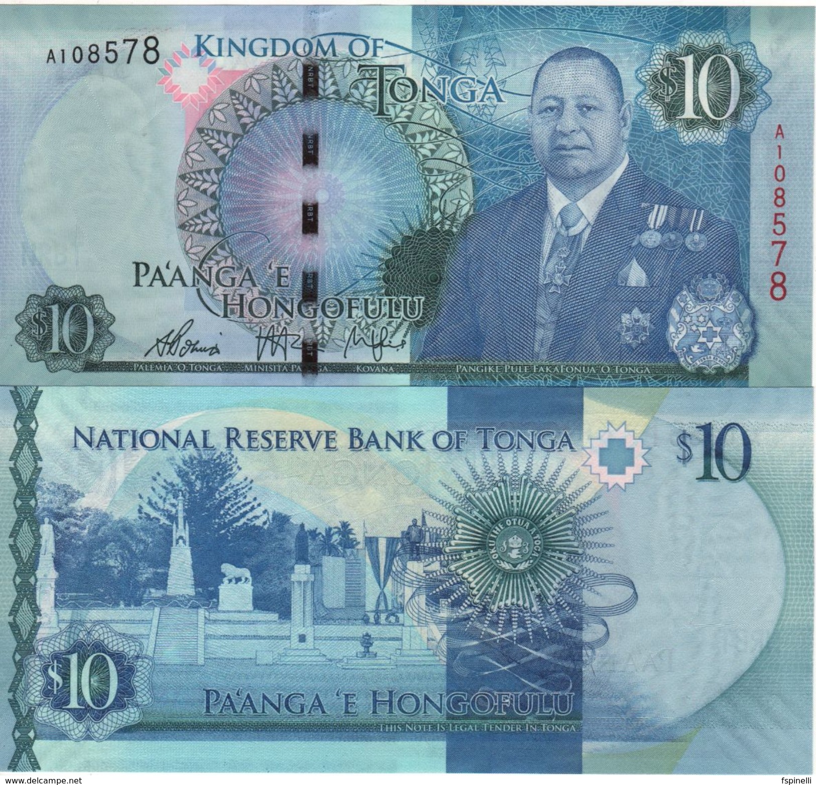 TONGA New  10 PAANGA     P46    NEW  KING   2015 - Tonga