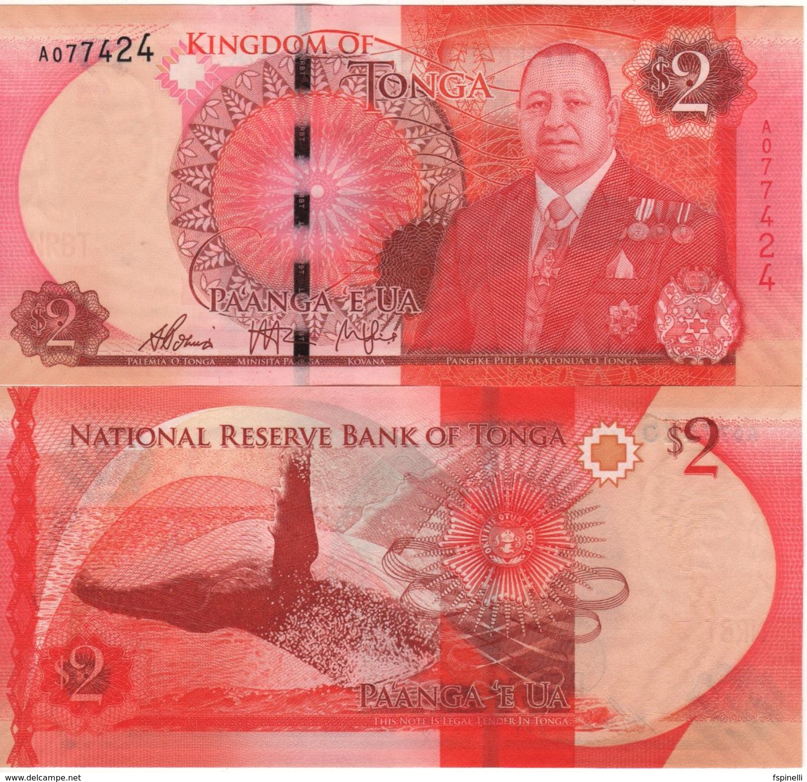 TONGA New  2   PAANGA     P44    NEW  KING   2015 - Tonga