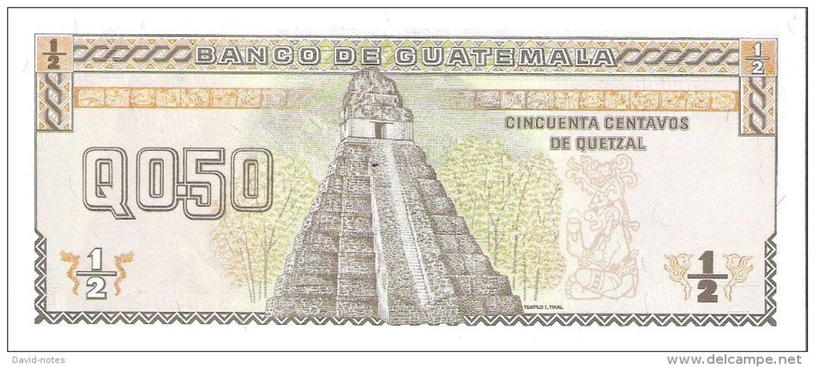 Guatemala - Pick 72b - 1/2 Quetzal 1992 - Unc - Guatemala