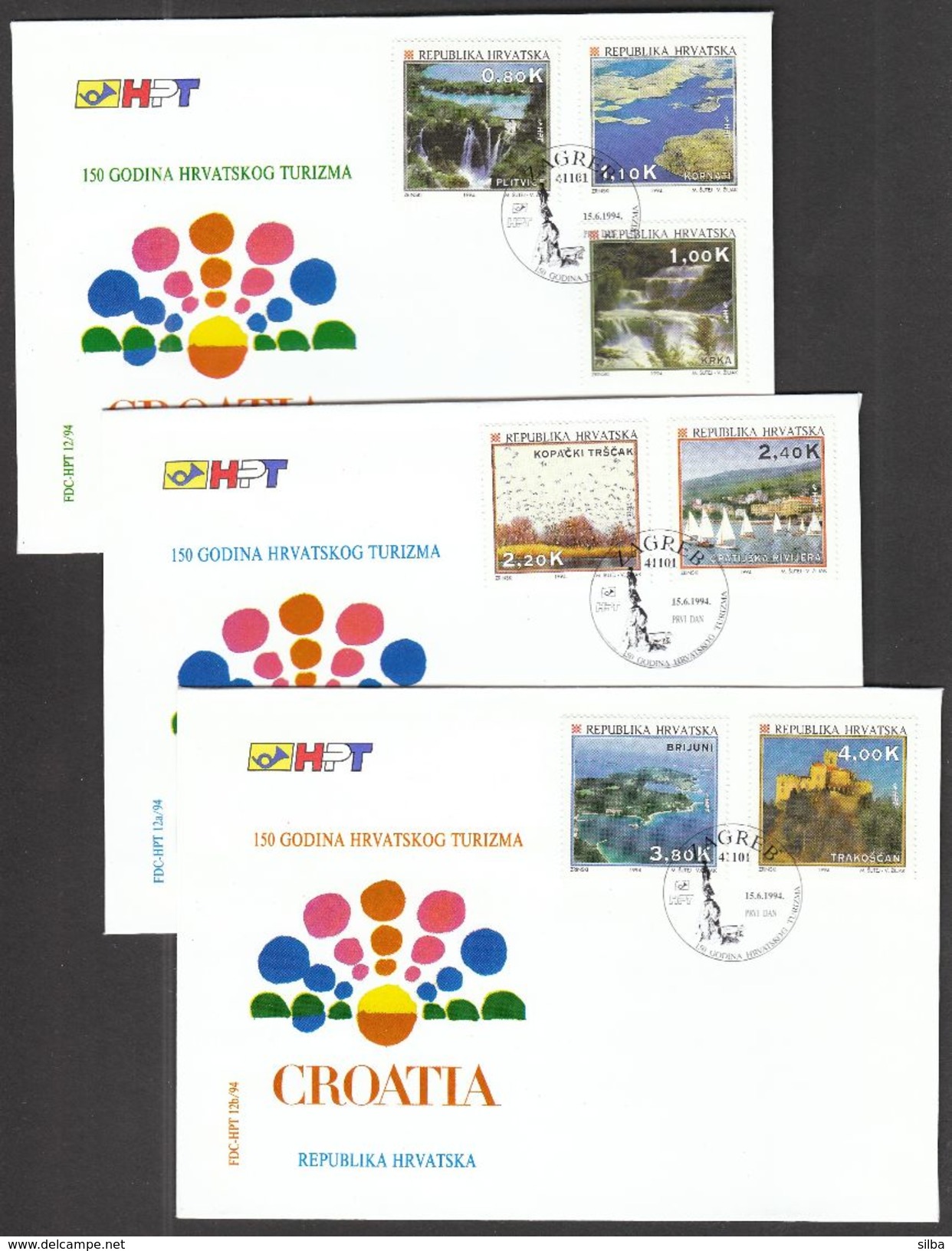 Croatia Zagreb 1994 / 150 Y. Of Croatian Tourism / Kopacki Trscak, Opatija, Brijuni, Trakoscan, Plitvice, Kornati, Krka - Other & Unclassified