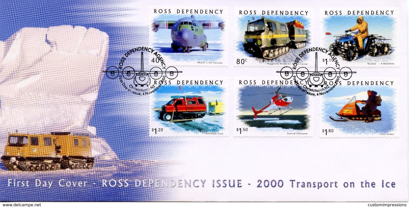 ROSS DEPENDENCY  -  2000 TRANSPORT ON THE ICE   FDC1120 - FDC