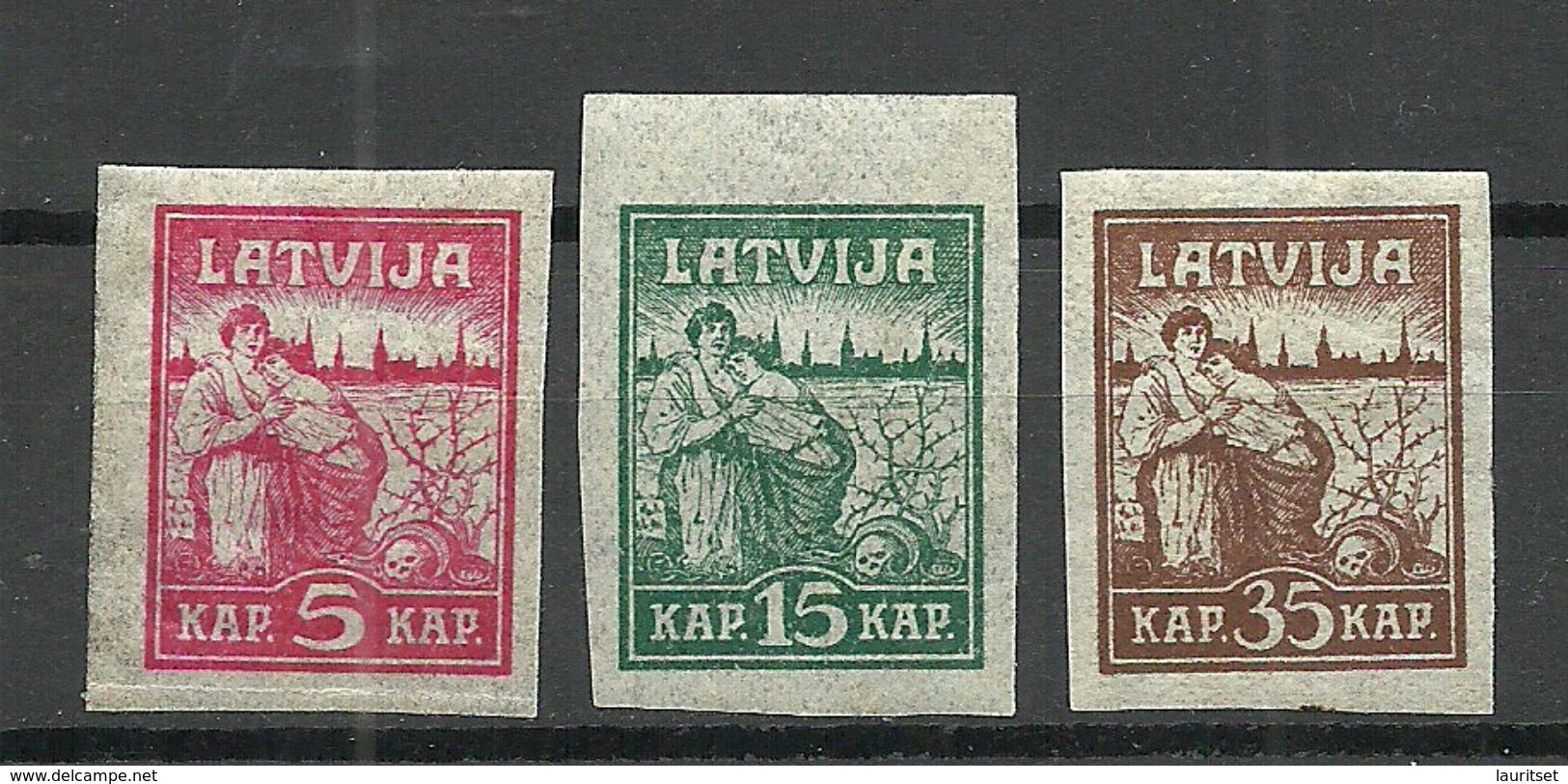 LETTLAND Latvia 1919 Michel 25 - 27 Y (Zigarettenpapier) MNH - Latvia