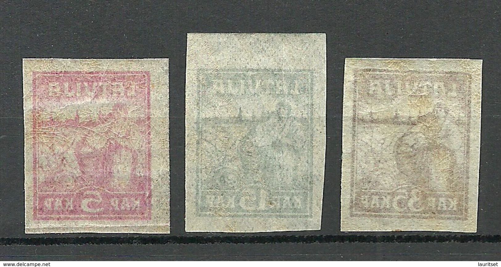 LETTLAND Latvia 1919 Michel 25 - 27 Y (Zigarettenpapier) MNH - Lettland