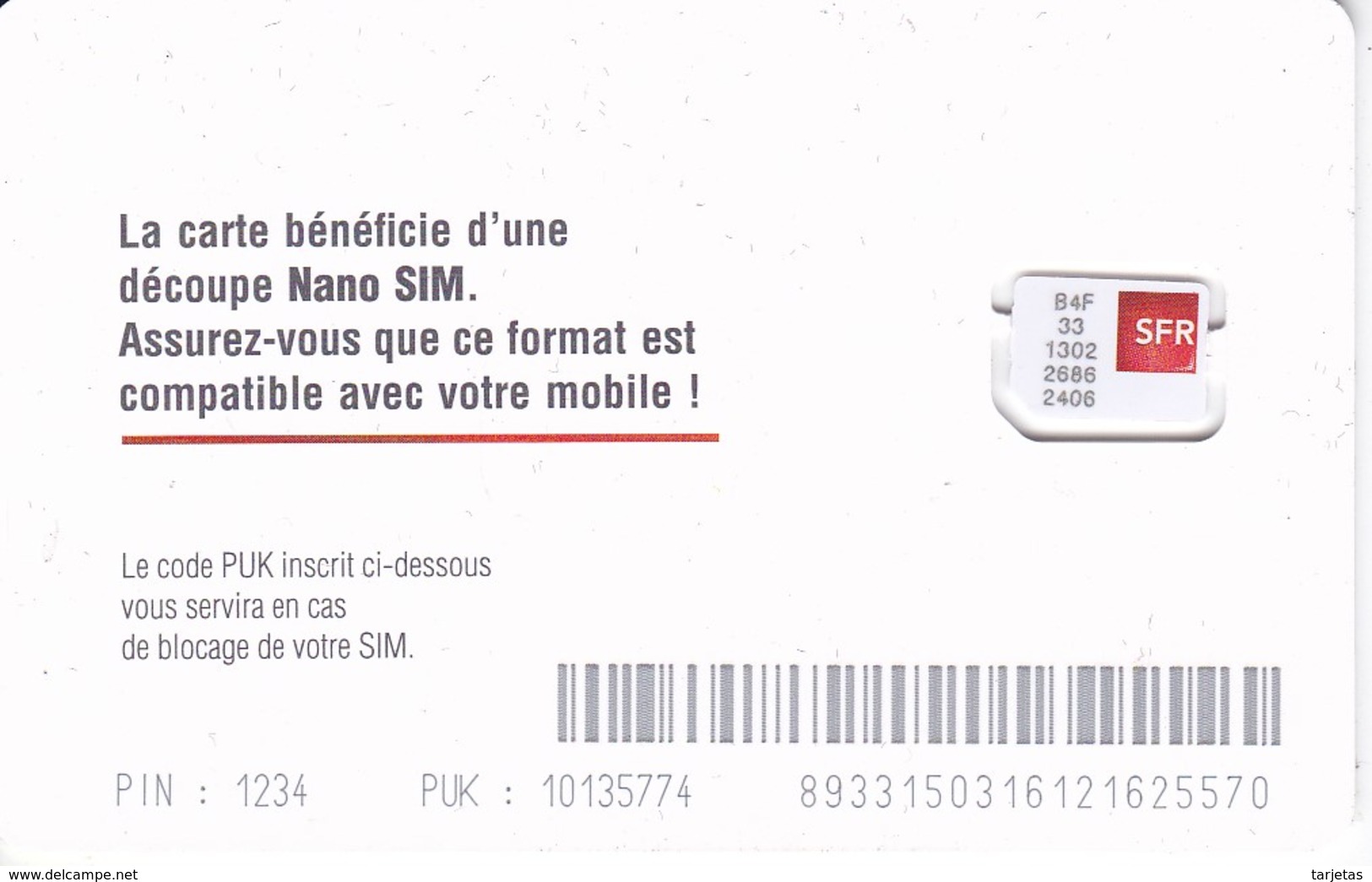 TARJETA DE FRANCIA SIM - GSM DE MOBILE FREE - Mobicartes (GSM/SIM)