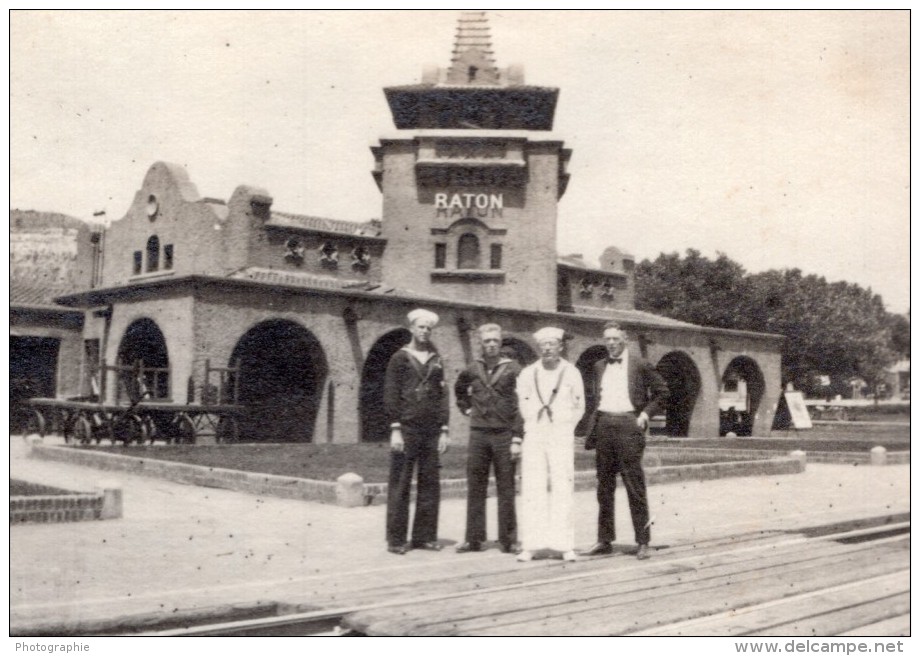 USA New Mexico Raton La Gare Et Marins Sante Fe Station 4 Anciennes Photos Amateur 1910's - Trains