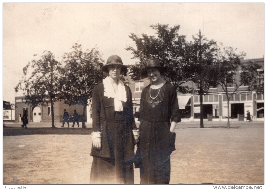 USA 2 Femmes Amies prenant la pose Escalier 5 Anciennes Photos Amateur 1920