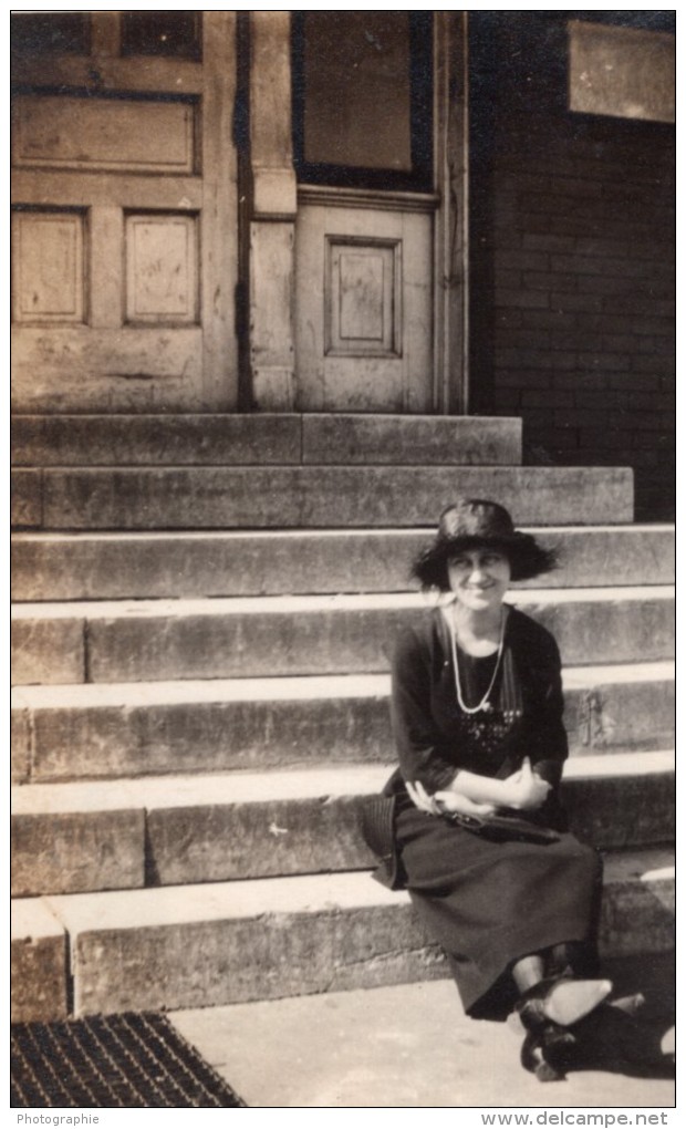 USA 2 Femmes Amies prenant la pose Escalier 5 Anciennes Photos Amateur 1920