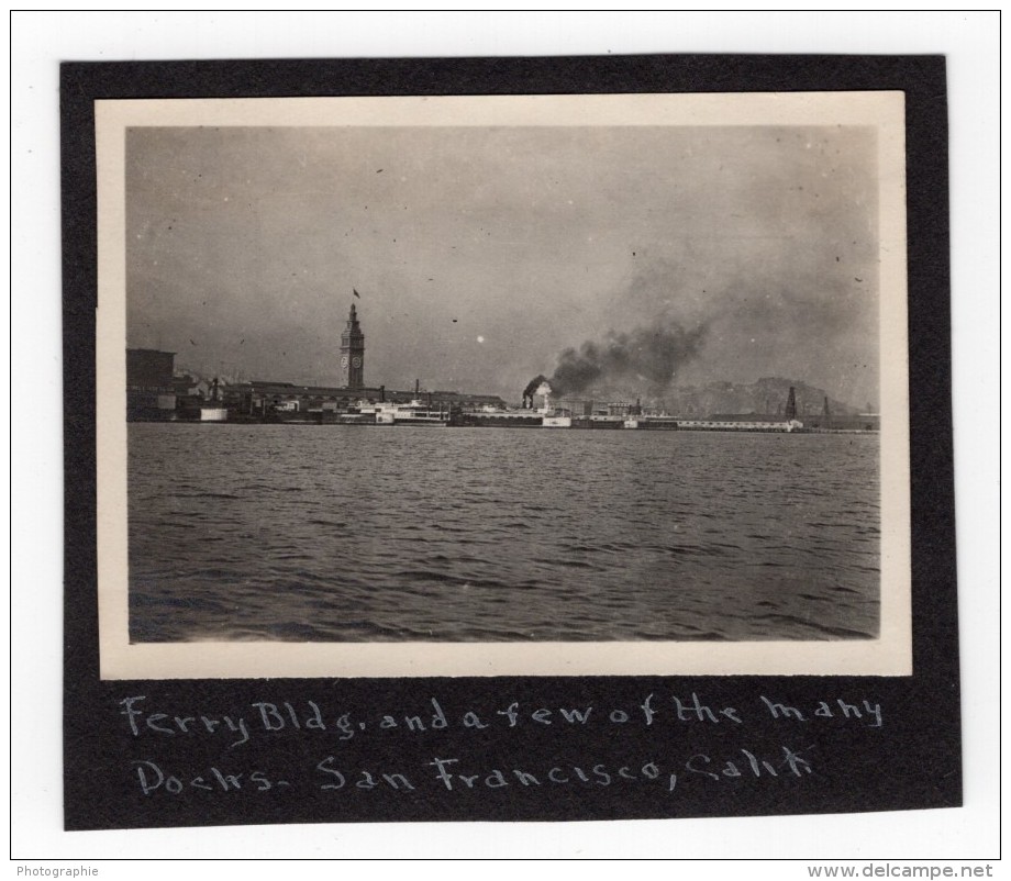 Californie San Francisco Ferry Building &amp; Docks Ancienne Photo Amateur 1920 - Other & Unclassified